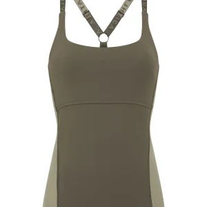 Best Sale Aje ATHLETICA Adjustable Strap Longline Racerback Tank 117 Forest Green/Sage