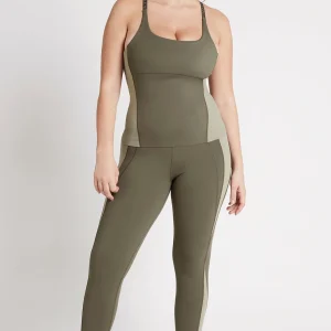 Best Sale Aje ATHLETICA Adjustable Strap Longline Racerback Tank 117 Forest Green/Sage