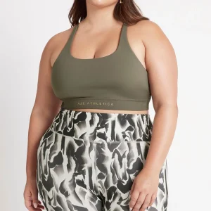 Hot Aje ATHLETICA Adjustable Strap Ribbed Cross Back Sports Bra 322 Forest Green