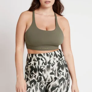 Hot Aje ATHLETICA Adjustable Strap Ribbed Cross Back Sports Bra 322 Forest Green