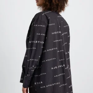 Discount Aje ATHLETICA All Over Logo Spray Shirt 406 Black/White
