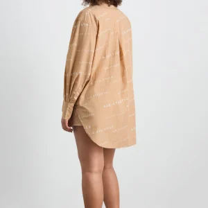 Shop Aje ATHLETICA All Over Logo Spray Shirt 406 Natural Tan / White