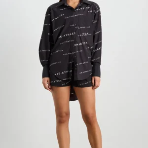 Discount Aje ATHLETICA All Over Logo Spray Shirt 406 Black/White
