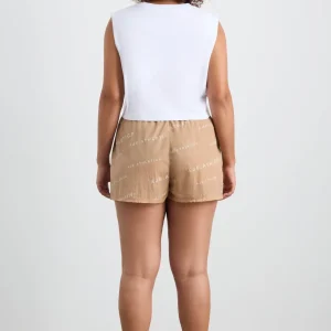 Cheap Aje ATHLETICA All Over Logo Spray Short 616 Natural Tan / White