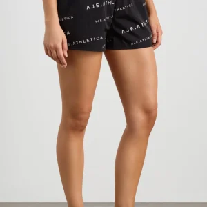 Clearance Aje ATHLETICA All Over Logo Spray Short 616 Black/White