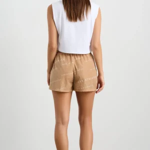 Cheap Aje ATHLETICA All Over Logo Spray Short 616 Natural Tan / White