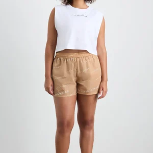Cheap Aje ATHLETICA All Over Logo Spray Short 616 Natural Tan / White