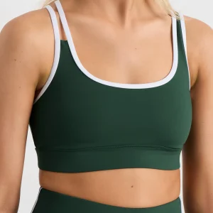 Cheap Aje ATHLETICA Asym Strap Sports Bra 378 Pine Green White