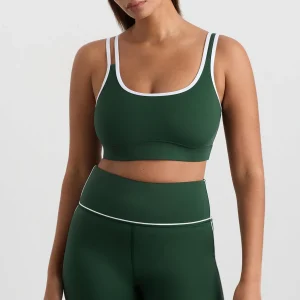 Cheap Aje ATHLETICA Asym Strap Sports Bra 378 Pine Green White