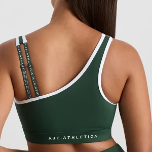 Cheap Aje ATHLETICA Asym Strap Sports Bra 378 Pine Green White