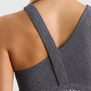 Store Aje ATHLETICA Asymmetric Racer Sports Bra 382 Herringbone Print