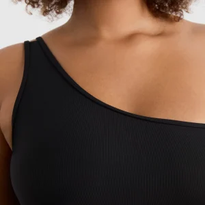 Sale Aje ATHLETICA Asymmetric Ribbed Crop Top 386 Black