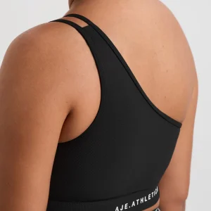 Sale Aje ATHLETICA Asymmetric Ribbed Crop Top 386 Black