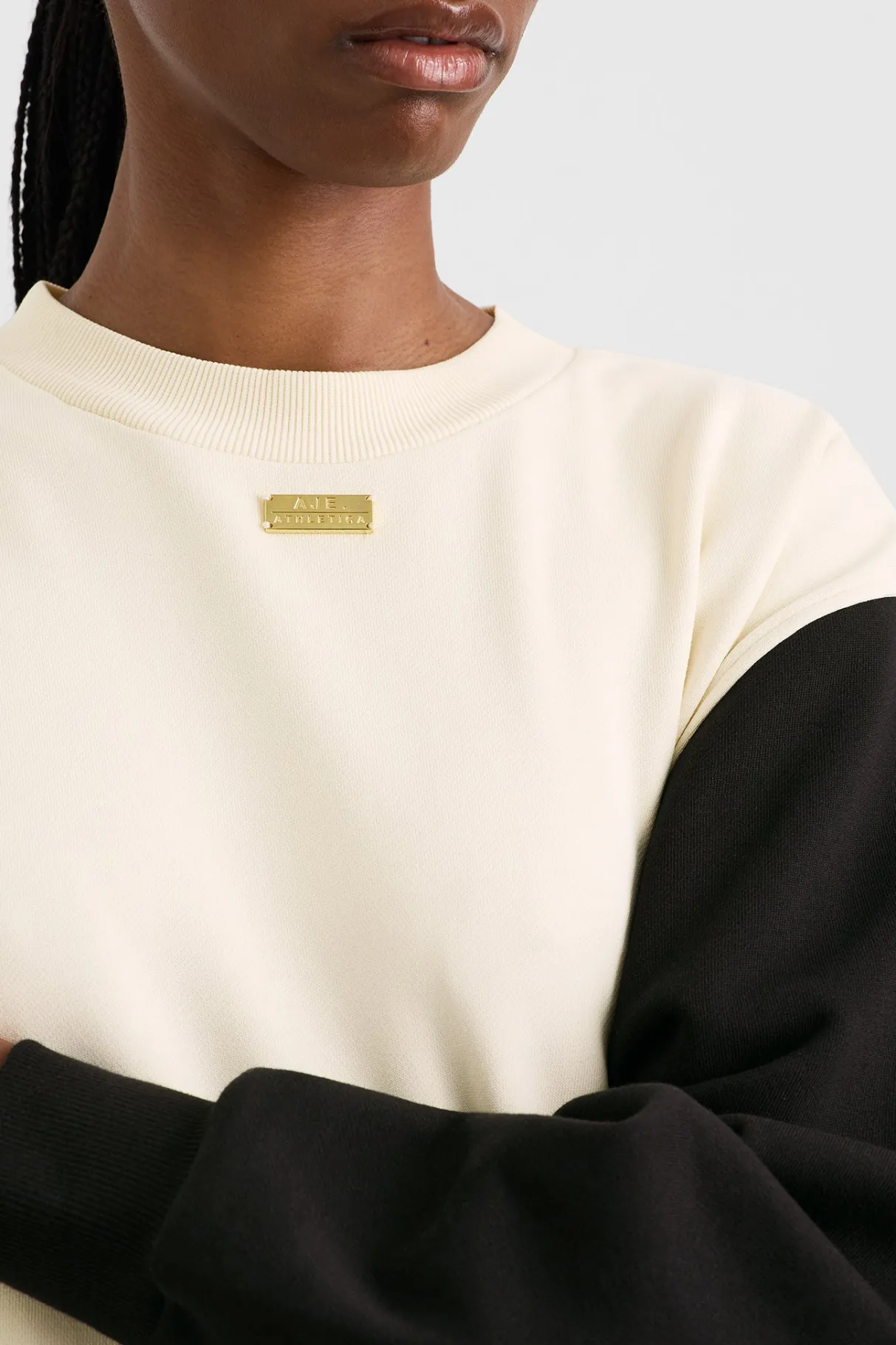 batwing_crew_neck__3.webp Cheap Aje ATHLETICA Batwing Crew Neck 426 Limestone Beige Black