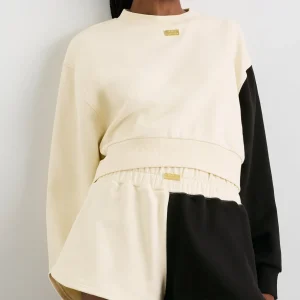 Cheap Aje ATHLETICA Batwing Crew Neck 426 Limestone Beige Black