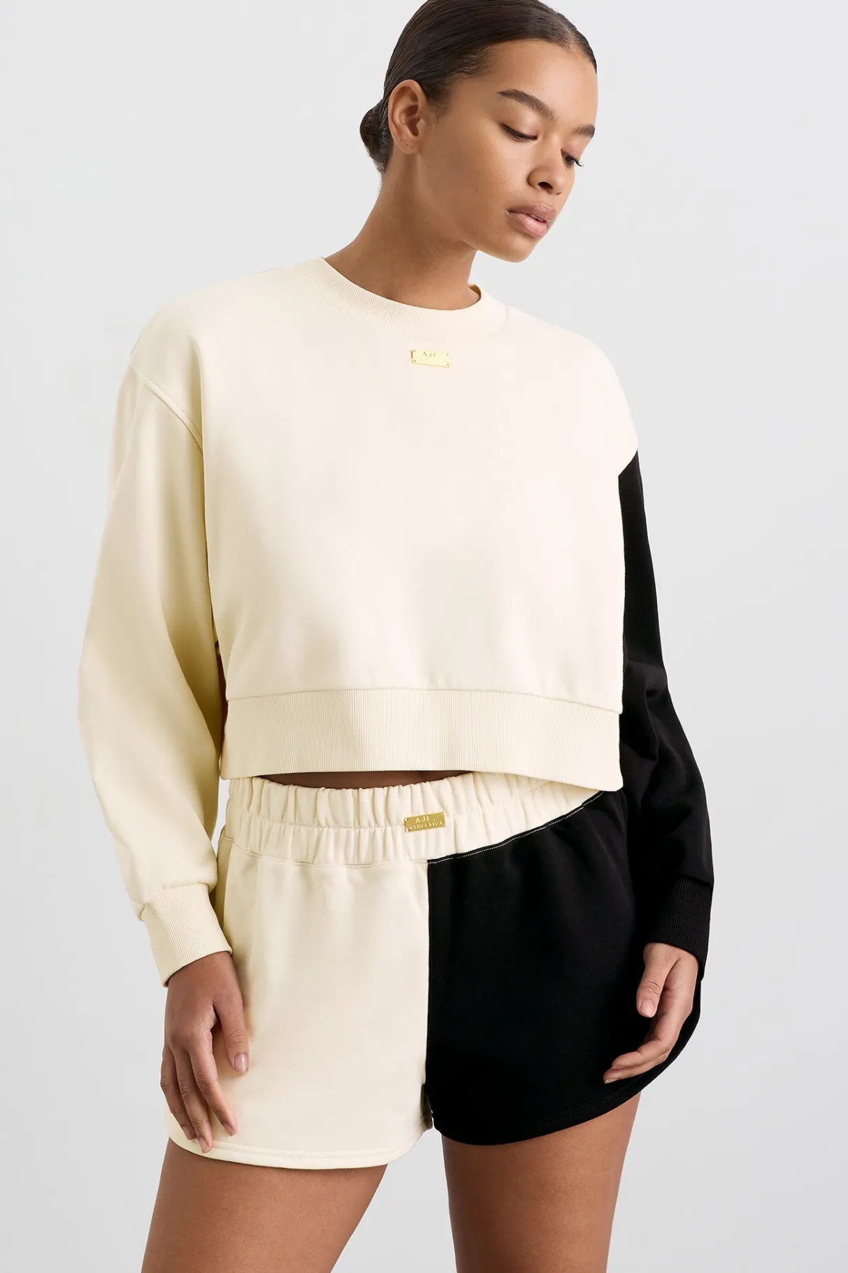 batwing_crew_neck__6.webp Cheap Aje ATHLETICA Batwing Crew Neck 426 Limestone Beige Black