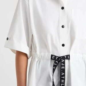 Sale Aje ATHLETICA Belted Short Sleeve Shirt 433 White