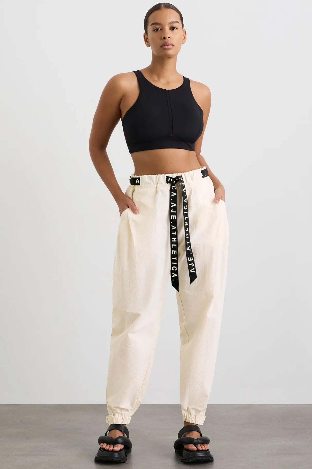belted_windbreak_pant__6-2.webp Shop Aje ATHLETICA Belted Windbreak Pant 502 Limestone Beige Black