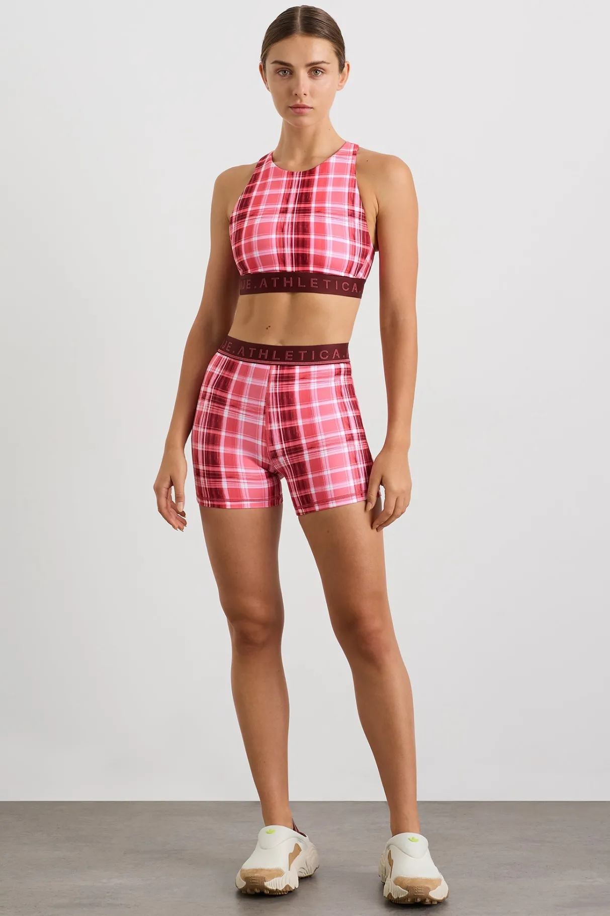 bike_short__0-1.webp Shop Aje ATHLETICA Bike Short 017 Blurred Pink Check