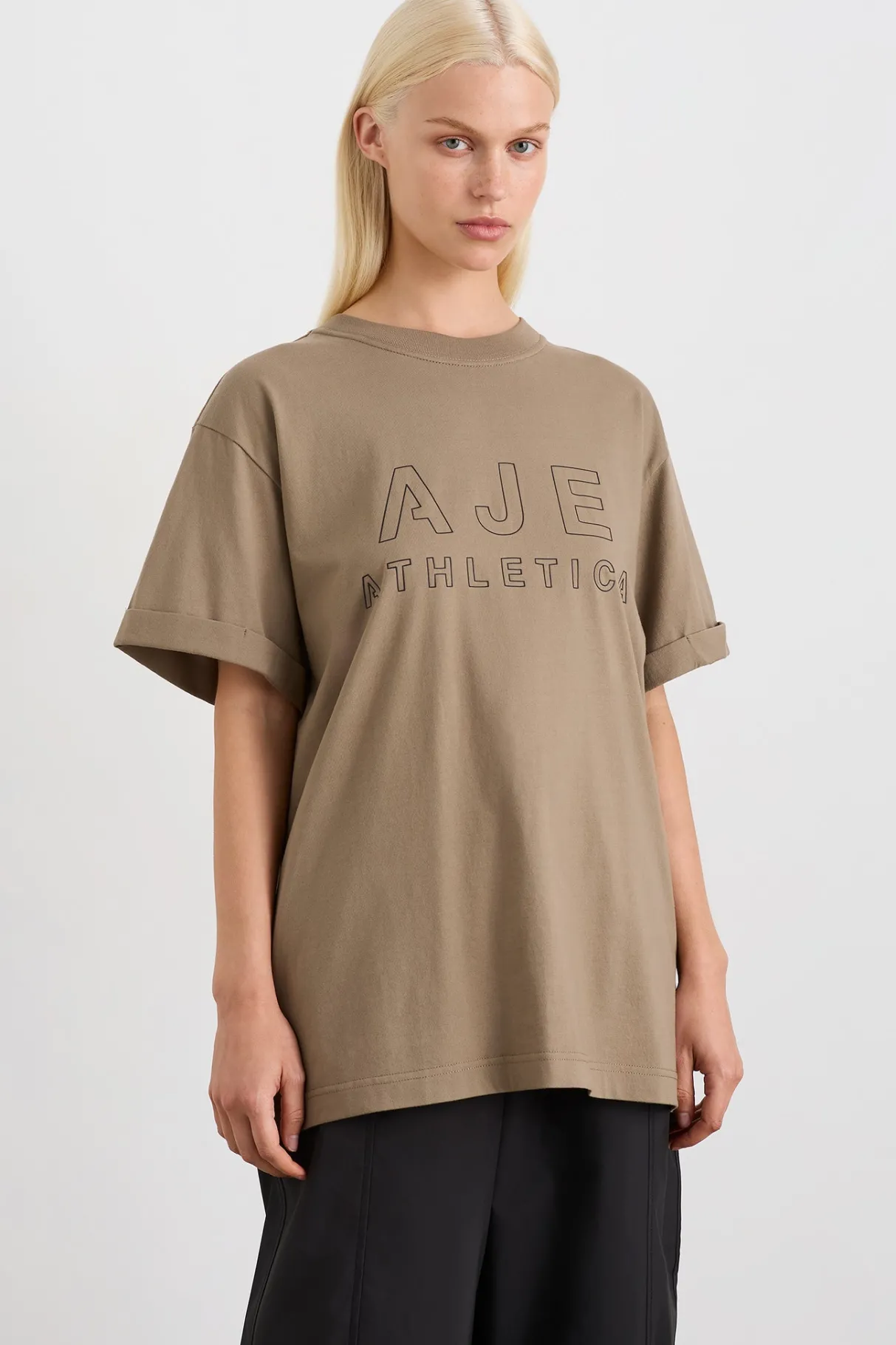 block_logo_boyfriend_tee__2.webp Clearance Aje ATHLETICA Block Logo Boyfriend Tee 102 Soft Khaki/Black