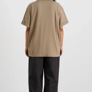 Clearance Aje ATHLETICA Block Logo Boyfriend Tee 102 Soft Khaki/Black