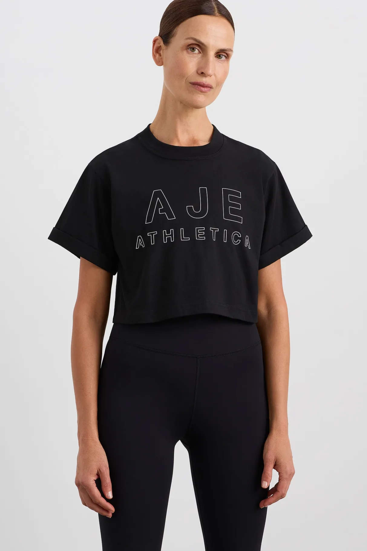block_logo_cropped_tee__0.webp Store Aje ATHLETICA Block Logo Cropped Tee 105 Black/White