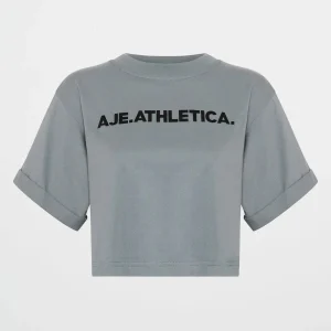 Shop Aje ATHLETICA Bold Logo Cropped Tee 105 Slate Surge