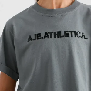 Shop Aje ATHLETICA Bold Logo Cropped Tee 105 Slate Surge