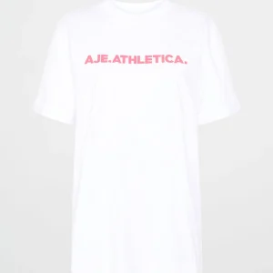 New Aje ATHLETICA Bold Logo Tee 105 White / Deep Blush