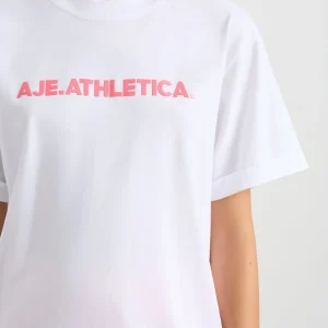 New Aje ATHLETICA Bold Logo Tee 105 White / Deep Blush