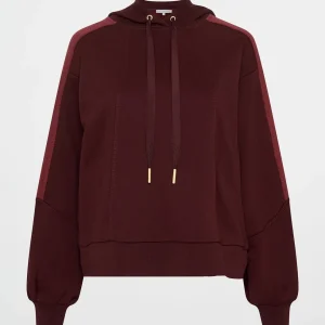 Fashion Aje ATHLETICA Boxy Cropped Hoodie 405 Burgundy Red Currant