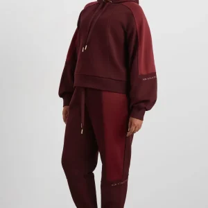 Fashion Aje ATHLETICA Boxy Cropped Hoodie 405 Burgundy Red Currant