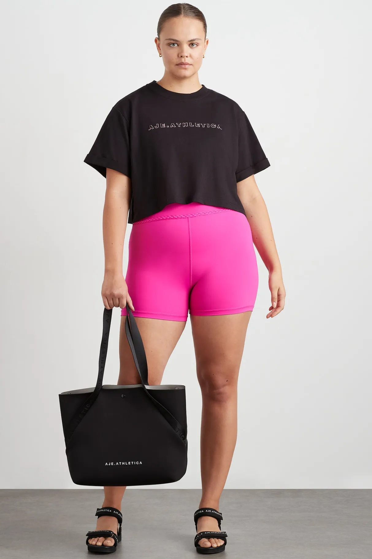braided_shorts__11-1.webp Discount Aje ATHLETICA Braided Shorts 630 Bright Fuchsia