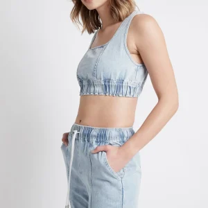 Best Sale Aje ATHLETICA Bubble Classic Logo Sports Bra 306 Chambray Blue