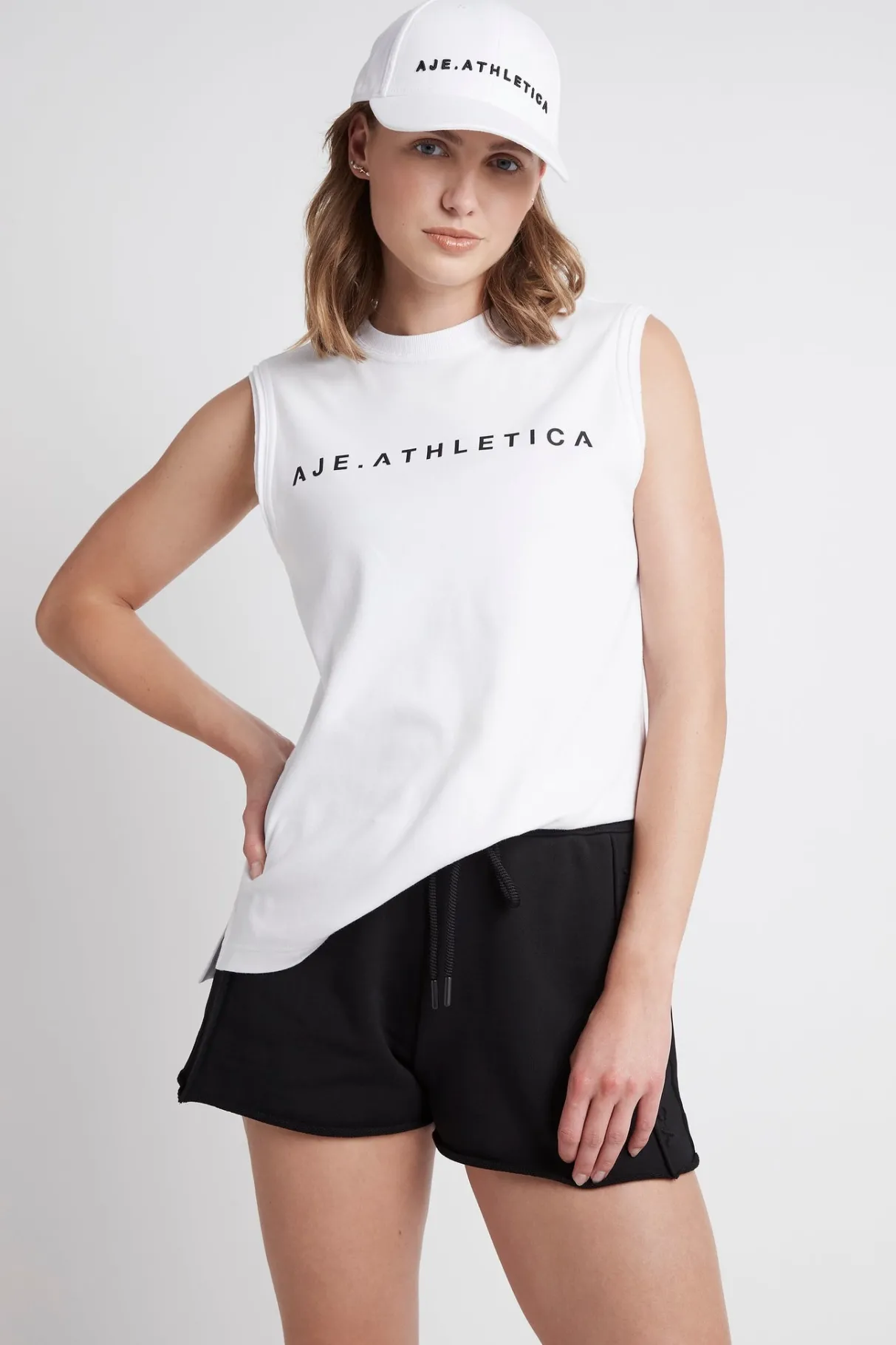 classic_logo_split_back_tank__0.webp Fashion Aje ATHLETICA Classic Logo Split Back Tank 111 White/Black