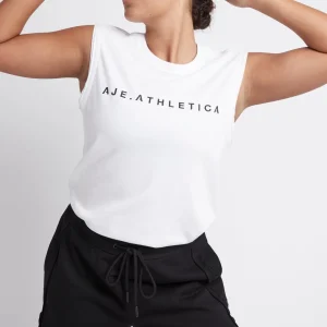 Fashion Aje ATHLETICA Classic Logo Split Back Tank 111 White/Black