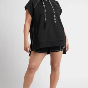Shop Aje ATHLETICA Classic Longline Short Sleeve Hoodie 404 Black/White