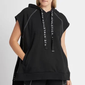 Shop Aje ATHLETICA Classic Longline Short Sleeve Hoodie 404 Black/White