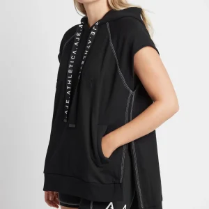 Shop Aje ATHLETICA Classic Longline Short Sleeve Hoodie 404 Black/White
