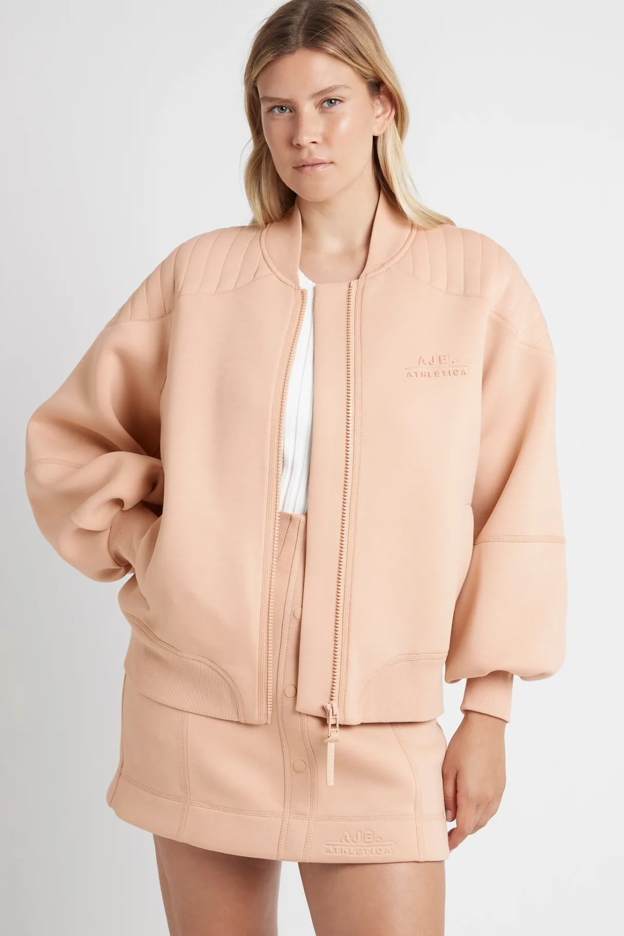 classic_spacer_knit_bomber_jacket__6.webp Sale Aje ATHLETICA Classic Spacer Knit Bomber Jacket 704 Sand