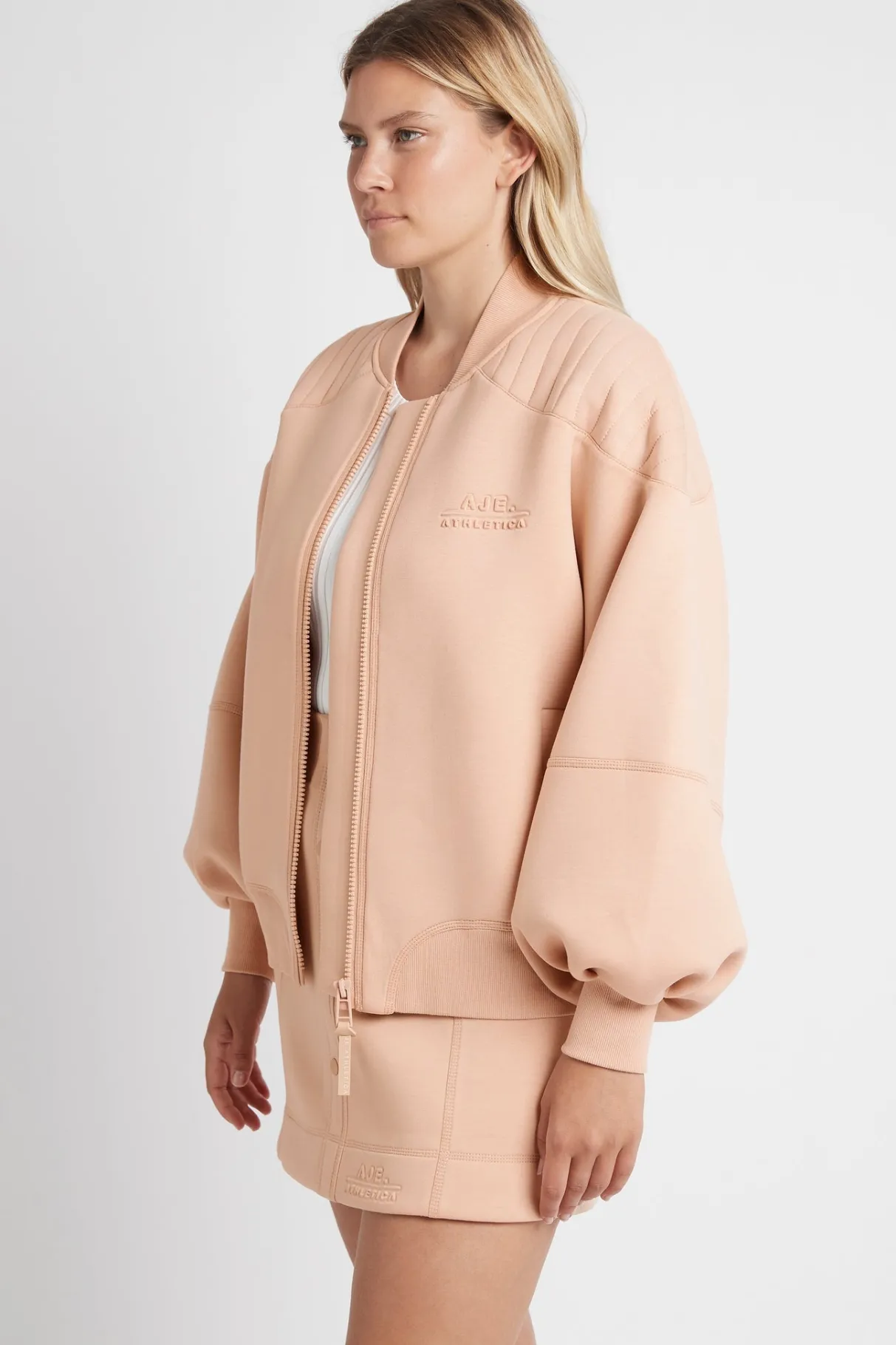 classic_spacer_knit_bomber_jacket__7.webp Sale Aje ATHLETICA Classic Spacer Knit Bomber Jacket 704 Sand