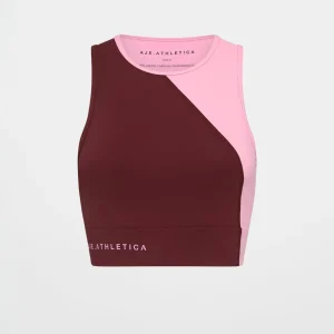 Store Aje ATHLETICA Colour Block Crop Top 336 Burnt Burgundy/Bonbon Pink
