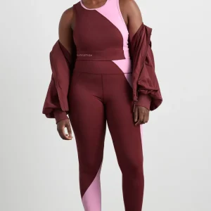 Store Aje ATHLETICA Colour Block Crop Top 336 Burnt Burgundy/Bonbon Pink