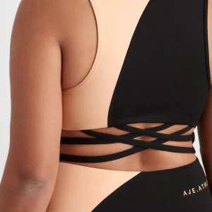 New Aje ATHLETICA Colour Block Crop Top 336 Black/Beige