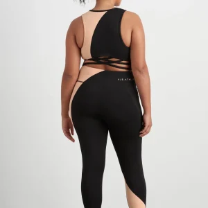New Aje ATHLETICA Colour Block Crop Top 336 Black/Beige