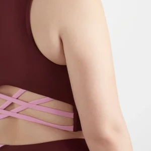 Store Aje ATHLETICA Colour Block Crop Top 336 Burnt Burgundy/Bonbon Pink