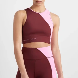 Store Aje ATHLETICA Colour Block Crop Top 336 Burnt Burgundy/Bonbon Pink