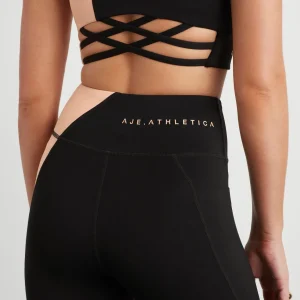 New Aje ATHLETICA Colour Block Crop Top 336 Black/Beige