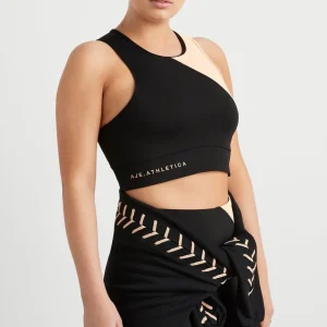 New Aje ATHLETICA Colour Block Crop Top 336 Black/Beige