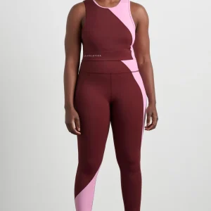 Store Aje ATHLETICA Colour Block Crop Top 336 Burnt Burgundy/Bonbon Pink